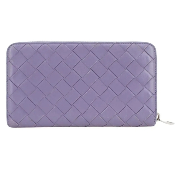 BOTTEGA VENETA Lavender Woven Wallet with Zipper Closure - Picture 2 of 7